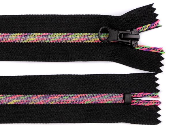 Reißverschluss Spirale 5 mm Länge 16 cm pinlock Schwarz/Regenbogen